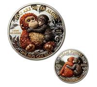 Team Punch Monkey Support Commemorative Coin, Protect Punch The Monkey Coin, You are Never Alone Encouragement Token, Emotional Support Monkey Coin (1pcs)