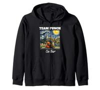 Team Punch on Tour Great Wall of China Funny Punch Monkey Zip Hoodie