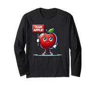 Team Red Apple, Funny Fruit Mascot, Anthropomorphic Orchard Long Sleeve T-Shirt