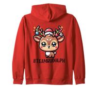Team Rudolph Cute Reindeer Winter Xmas Christmas Zip Hoodie