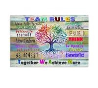 Team Rules Together We Achieve More Canvas Posters Inspirational Wall Art for Office Women Motivational Quotes Living Room Decor Poster Office Dorm Decor Gifts Unframe-style-1 08x12inch(20x30cm)