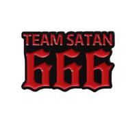 Team Satan 666 Enamel Pin Gothic Statement Lapel Badge Dark Humour Metal Accessory Polished Finish Secure Clasp Collectible Pin 2cm x 3cm