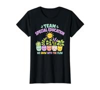Team Sped Grow with The Flow Cute Special Education Teacher Value Graphic T-Shirt, Women, Black, S