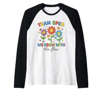 Team SPED We Grow with The Flow Cute Flowers Raglan Baseball Tee