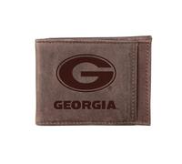 Team Sports America NCAA College Front Pocket Wallet Gift for Men, University of Georgia, Slim/Brown, Minimalist