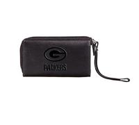 Team Sports America NFL Leather Wristlet Wallet for Women, Black, Green Bay Packers