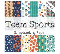 TEAM SPORTS: Scrapbooking paper | Decorative papers set with sports theme and rugby, basketball, baseball, football and gold cups patterns | ... kids' crafts, origami, scrapbooks and more