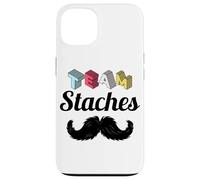 Team Staches Funny Gender Reveal Party Team Boy Baby Blue Case for iPhone 13