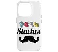 Team Staches Funny Gender Reveal Party Team Boy Baby Blue Case for iPhone 14 Pro