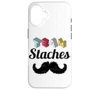 Team Staches Funny Gender Reveal Party Team Boy Baby Blue Case for iPhone 16