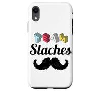 Team Staches Funny Gender Reveal Party Team Boy Baby Blue Case for iPhone XR