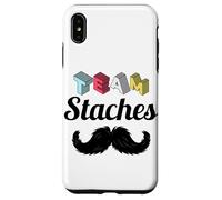 Team Staches Funny Gender Reveal Party Team Boy Baby Blue Case for iPhone XS Max