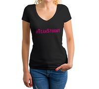 Team Stormy Daniels Against Trump Women's V-Neck Black Shirt Size XL