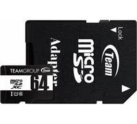 Team Team Micro SDXC [64GB] TUSDX64GCL10U03 Smartphone Tablet Read: 100MB/s Write: 20MB/s with SD Adapter (n Post Mailing) Micro SDxc Card
