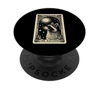 Team Trash Raccoon Designs Raccoon Tarot Card Astrology Occult Phone Grip with Swappable Top & Expandable Stand - Black