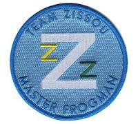 Team Zissou Master Frogman Sky Blue Embroidered Badge Patch Sew-on or Iron-on 10cm