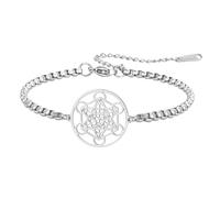 TEAMER Adjustable Archangel Metatron Cube Bracelet Stainless Steel Metatron Cube Bracelet Vintage Amulet Wicca Jewelry For Women, One Size, Stainless Steel, stainless steel
