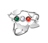 TEAMER Adjustable Flag Color Rhinestone Iran Map Ring, Stainless Steel, No Gemstone