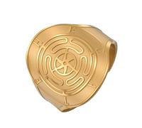 TEAMER Adjustable Hekate Wheel Ring Stainless Steel Hecate's Wheel Ring Wicca Wheel of Hekate Goddess Amulet Jewelry For Women, Stainless Steel, No Gemstone