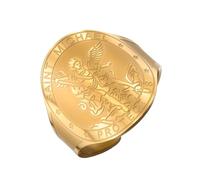 TEAMER Adjustable Saint Michael Ring Stainless Steel St. Michael Ring The Great Protector Archangel Amulet Religious Jewelry For Women, No Gemstone