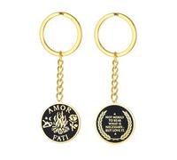 TEAMER Amor Fati Keychain Gothic Amor Fati Pendant Existential Spiritual Stoic Philosophy Jewelry For Women Men (Gold)