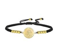 TEAMER Beads Charm Wax Rope Saint Raphael Bracelet Amulet Religious Jewelry, One Size, Stainless Steel, stainless steel