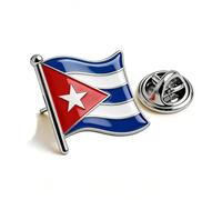TEAMER Cuba Flag Lapel Pin Stainless Steel Cuba Flag Brooch For Hat Tie Clothes Backpack (Silver)