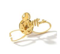 TEAMER Custom Name Stethoscope Brooch Stainless Steel Personalized Medical Graduation Stethoscope Brooch For Nurse Doctor (Gold)