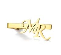 TEAMER Custom Name Tie Clip For Men Stainless Steel Personalized Initial Letters Tie Bar for Groomsman Wedding Anniversary Business, 55*25mm, Stainless Steel, No Gemstone