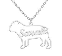 TEAMER Dainty Custom Dog Name Necklace Custom Animal Name Pendant Dachshund Poodle Labrador German Shepherd Personalized Pet Memorial Jewelry, 35*34mm, Stainless Steel, No Gemstone