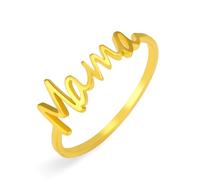 TEAMER Dainty Mama Ring Stainless Steel Mama Band Ring Meaningful Present For Mother's Day New Mom, Stainless Steel, No Gemstone