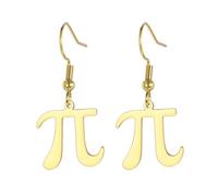 TEAMER Dainty PI Symbol Earrings Lightweight PI Math Symbol Pendant Stainless Steel Math Physics Science STEM Jewelry For Women Men (Gold)