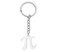 TEAMER Dainty PI Symbol Keychain Lightweight PI Math Symbol Pendant Stainless Steel Math Physics Science STEM Jewelry For Women Men (Silver)