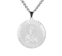 TEAMER Dainty St Gerard Necklace Patron Saint of Fertility Birth and Mothers Pendant Catholic Religious Locket Jewelry for Women, 25*27mm, Stainless Steel, No Gemstone