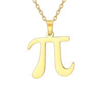TEAMER Delicate PI Symbol Necklace Lightweight PI Math Symbol Pendant Stainless Steel Math Physics Science STEM Jewelry For Women Men (Gold)