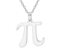 TEAMER Delicate PI Symbol Necklace Lightweight PI Math Symbol Pendant Stainless Steel Math Physics Science STEM Jewelry For Women Men (Silver)
