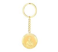 TEAMER Delicate Saint Gerard Medal Keychain Fertility Maternity Patron Saint Pendant Catholic Religious Jewelry for Women, Gold, 25*27MM
