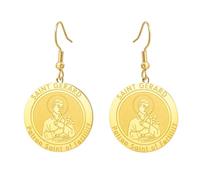 TEAMER Delicate St Gerard Medallion Earring Patron Saint of Fertility and Maternity Pendant Catholic Religious Locket Jewelry for Women, 25*27mm, Stainless Steel, No Gemstone