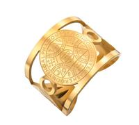 TEAMER Enochian Magic Angel Ring Solomon Kabbalah Protection Amulet Stainless Steel Hexagram Triangle Religious Jewelry For Women, Stainless Steel, No Gemstone