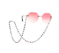 TEAMER Fashion Evil Eye Eyeglass Chain Sunglass Strap Eyeglass Holder Beaded Reading Glass Strap for Women Girls, B - Silver Color