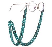 TEAMER Fashion Turquoise Eyeglass Chain Bohemian Acrylic Statement Rough Twist Sunglass Strap Stylish Eyeglass Strap Holder Reading Glasses Strap for Women (Silver with Black Rubber)