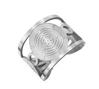 TEAMER Hekate Wheel Ring Stainless Steel Adjustable Hecate's Wheel Ring Wicca Wheel of Hekate Goddess Amulet Jewelry For Women, Stainless Steel, No Gemstone