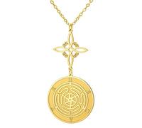 TEAMER Hekate Wheel Witch Knot Pendant Necklace Wicca Wheel of Hekate Goddess Double Amulet Protection Jewelry For Women, adjustable, Stainless Steel, No Gemstone