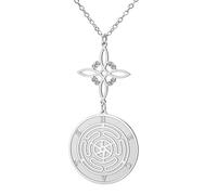 TEAMER Hekate Wheel Witch Knot Pendant Necklace Wicca Wheel of Hekate Goddess Double Amulet Protection Jewelry For Women, adjustable, Stainless Steel, No Gemstone