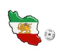 TEAMER Historical Iran Flag Lapel Pins Stainless Steel Persian Lion & Sun Brooch Pins Iran Map Brooch Persian Jewelry For Women Men, 22*26mm, Stainless Steel, no gemstone