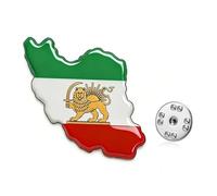 TEAMER Historical Iran Flag Lapel Pins Stainless Steel Persian Lion & Sun Brooch Pins Persian Jewelry For Women Men, 22*26mm, Stainless Steel, no gemstone