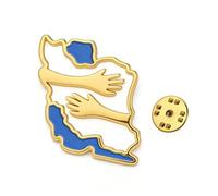 TEAMER Iran Map Brooch Pins Stainless Steel Iran Map with a Hug Brooch Iranian Patriotic Pin Persian Jewelry For Women Men, 22*27mm, Stainless Steel, no gemstone