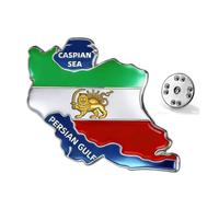 TEAMER Iran Map Brooch Pins Stainless Steel Persian Empire Map Brooch Lion & Sun Flag With Caspian Sea & Persian Gulf Brooch, 30*28mm, Stainless Steel, no gemstone