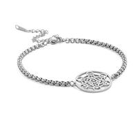TEAMER Metatron Cube Bracelet Sacred Geometry Pentant Seals of Archangel Angel Bracelet Stainless Steel Jewellelry (SILVER)