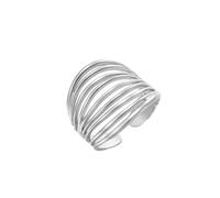 TEAMER Minimalist Multilayer Geometric Ring Size Adjustable Wide Twist Geometric Ring Boho Statement Ring with Multiple Layers Hiphop Punk Party Jewelry, Gemstone, No Gemstone
